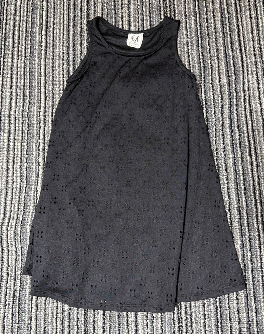 PPLA People's Project LA Girls Eyelet Dress Sleeveless Black Lined M 11-12 USA